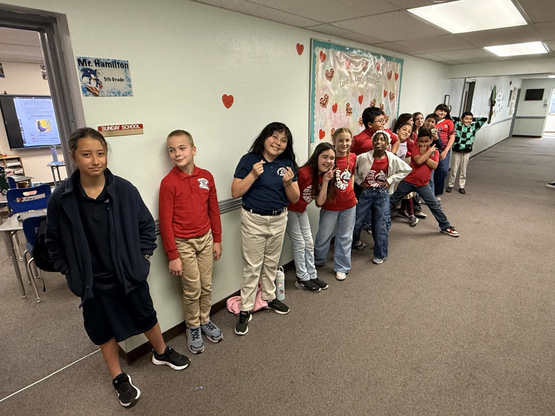 Lining up For Mr. Hamilton's Class